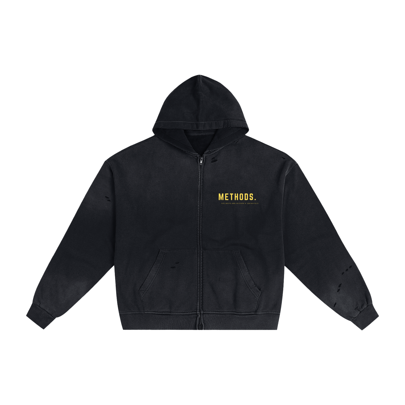 Hand-Frayed Sunfade Zip Hoodie